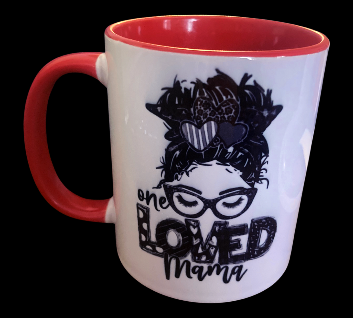 Loved Mama Mug Red/BW 12 oz