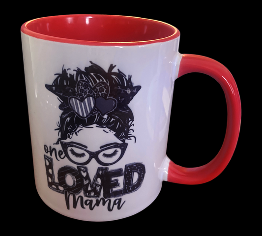 Loved Mama Mug Red/BW 12 oz